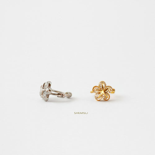 Flower CZ Helix Hoops, Gold, Silver SHEMISLI SH101
