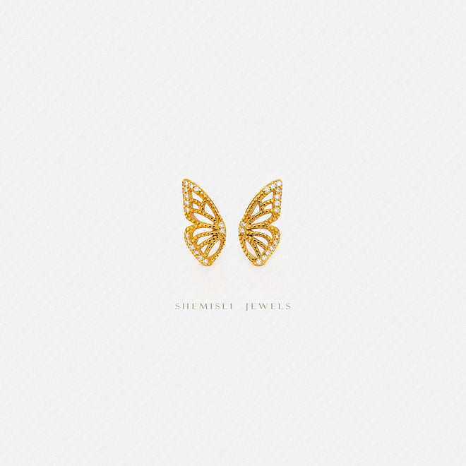 Half Butterfly Studs Earrings, Gold, Silver SHEMISLI - SS440 LR