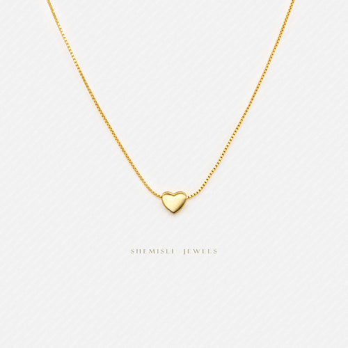 Tiny Heart Necklace, Silver or Gold Plated (15.5"+2") SHEMISLI - SN010