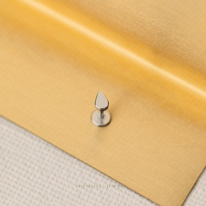 Tiny Teardrop Shape Steel Threadless Flat Back Earrings, Nose Stud, 20,18,16ga, 5-10mm Surgical Steel SHEMISLI SS723, SS724, SS768