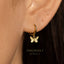 Engraved Small Butterfly Dangle Hoop Earrings, Dainty Drop Huggies, Gold, Silver SHEMISLI SH494