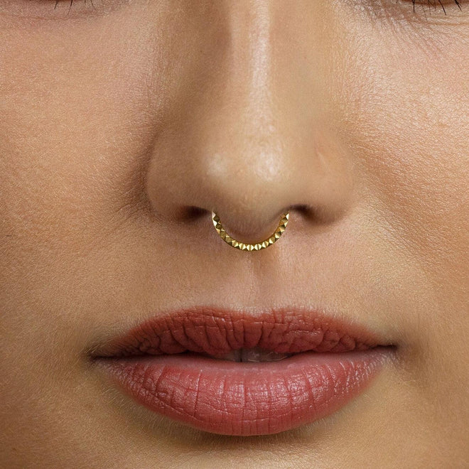 Angled Pattern Septum Ring, Nose Ring, Hoop Earring, 16ga, 8 or 10mm, Solid G23 Titanium SHEMISLI SH410, SH411