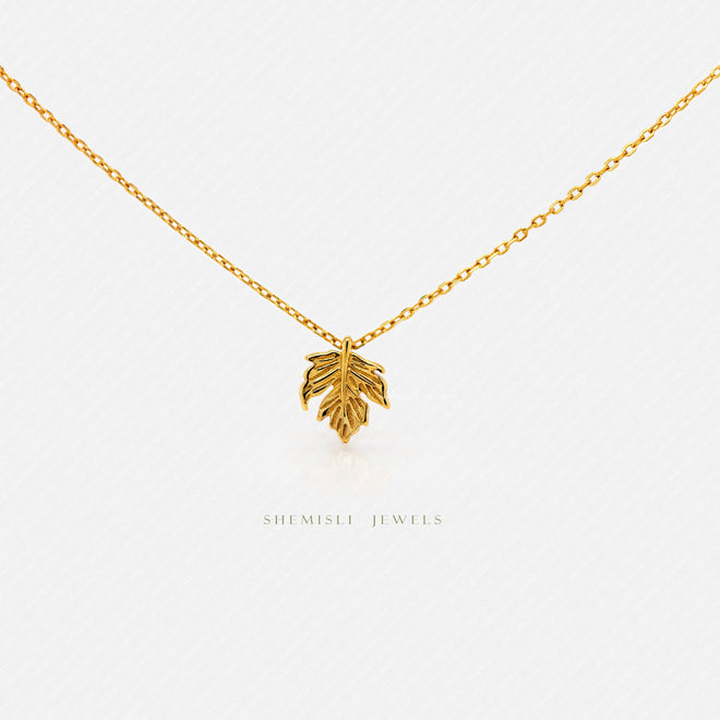 Tiny Leaf Necklace, Silver or Gold Plated SHEMISLI - SN040