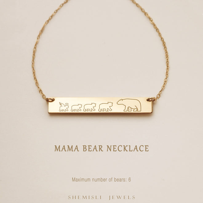 Mama bear necklace, mama cubs, baby bear, mom family necklace, new mom necklace, mother's day gift, gift for mom, nana • nbh40x5
